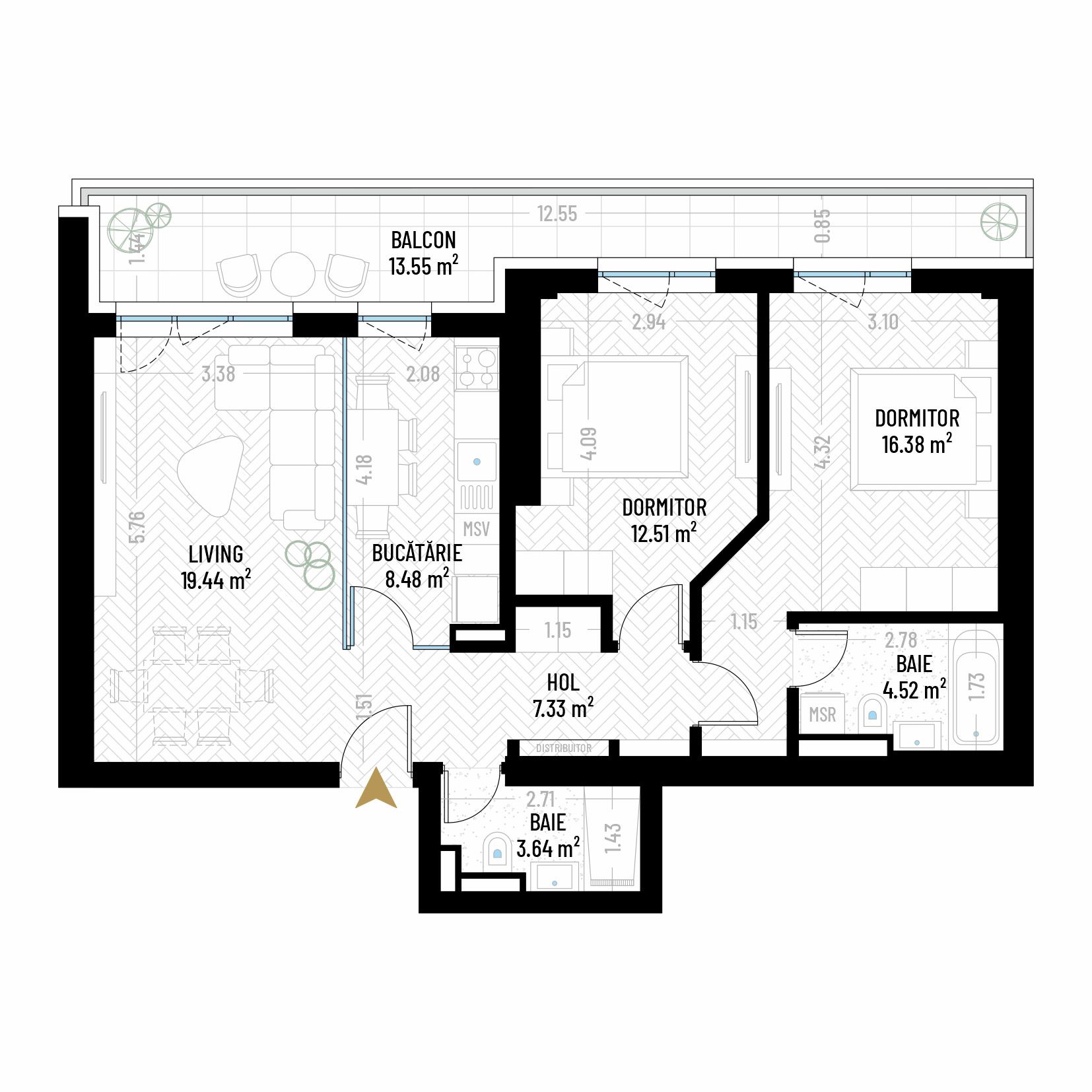 Apartament cu 3 Camere Tip 10 - B1S1 - Drumul Taberei Residence - Apartamente de vanzare Bucuresti - Suprafata utila totala - 85.85 mp